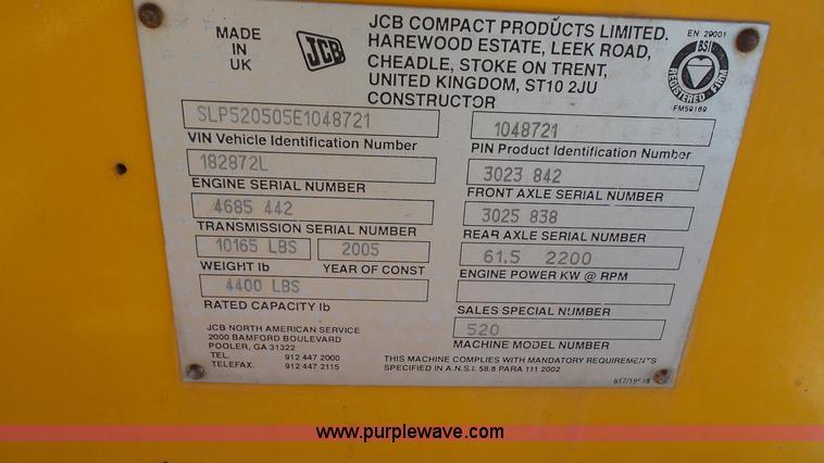 image for item J4654 2005 JCB 520 telehandler