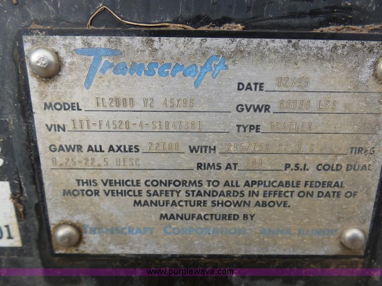 image for item K7666 1995 Transcraft LT2000 flatbed trailer