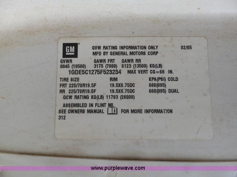 image for item K7670 2005 GMC C5500 service truck with crane