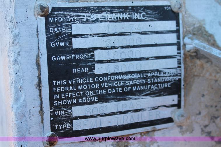 image for item L4477 1974 J&L 2619 pneumatic dry bulk transport trailer