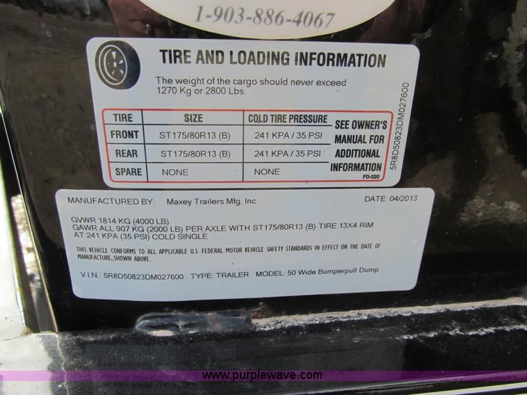 image for item L5515 2013 Maxey end dump trailer