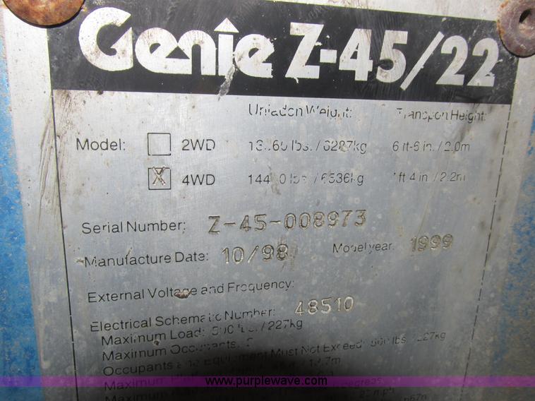 image for item L7022 Genie Z45 boom lift