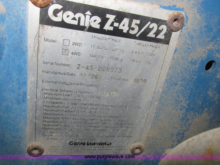 image for item L7022 Genie Z45 boom lift
