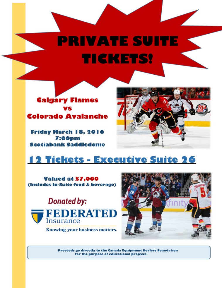 image for item F1043 Suite 26 Tickets Calgary Flames vs Colorado Avalanche Friday March 18 2016