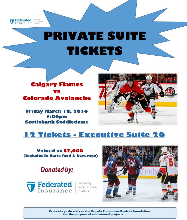 image for item F1043 Suite 26 Tickets Calgary Flames vs Colorado Avalanche Friday March 18 2016
