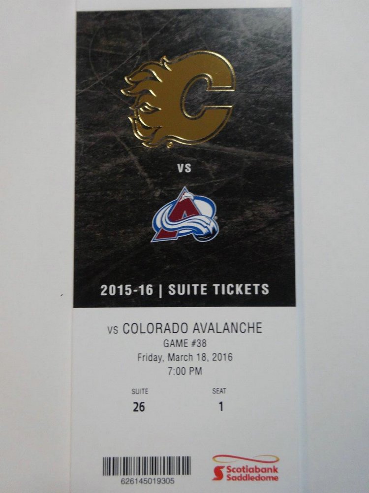 image for item F1043 Suite 26 Tickets Calgary Flames vs Colorado Avalanche Friday March 18 2016