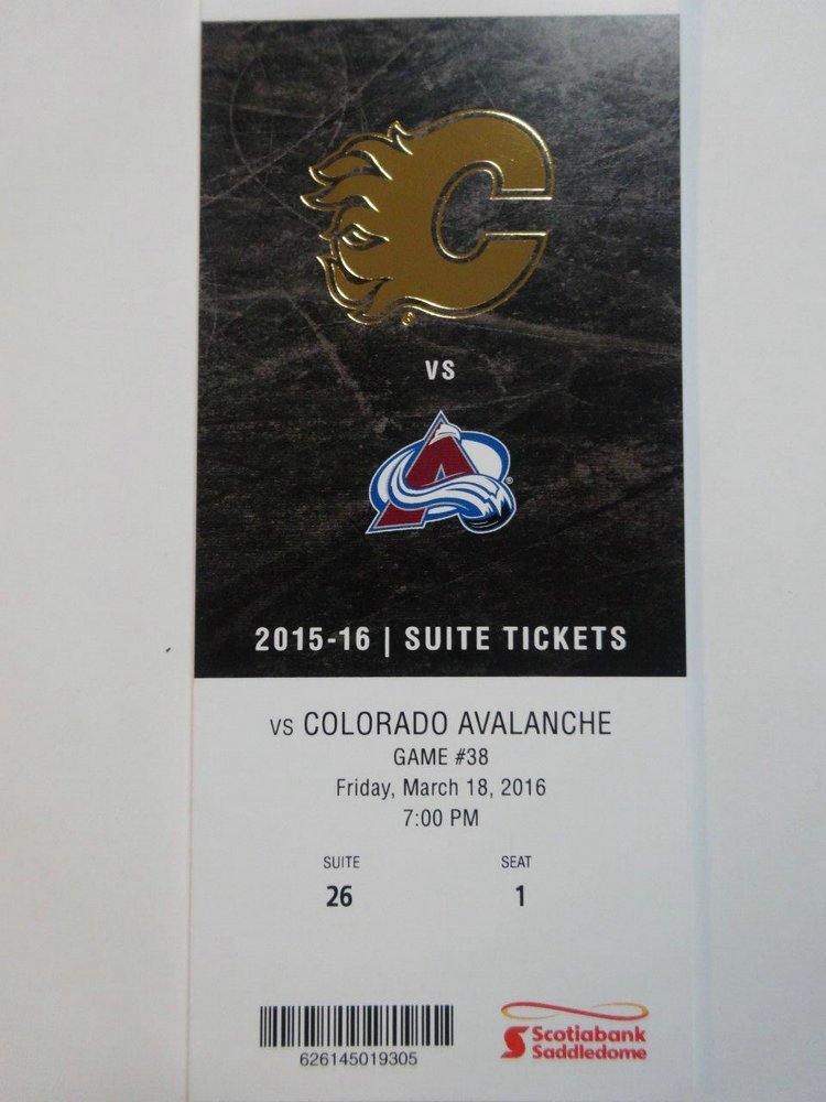 image for item F1043 Suite 26 Tickets Calgary Flames vs Colorado Avalanche Friday March 18 2016