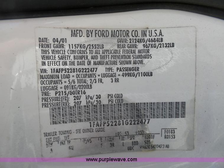 image for item AO9924 2001 Ford Taurus LX