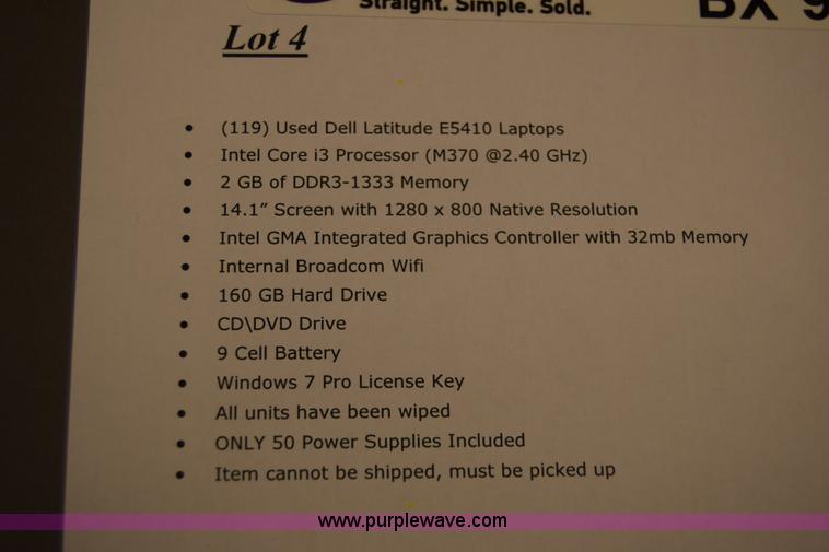 image for item BX9553 (119) Dell Latitude E5410 laptops