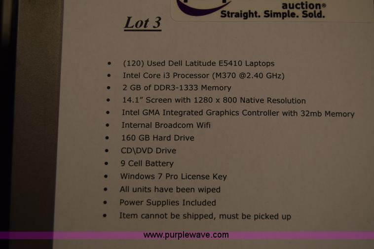 image for item BX9560 (120) Dell Latitude E5410 laptops