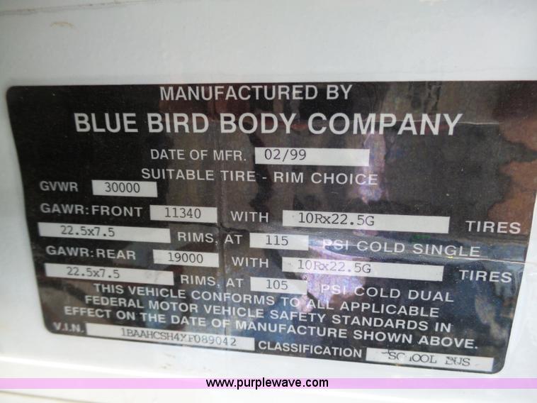 image for item J7358 1999 Blue Bird TC2000 school bus