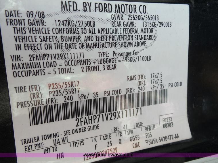 image for item L5542 2009 Ford Crown Victoria Police Interceptor