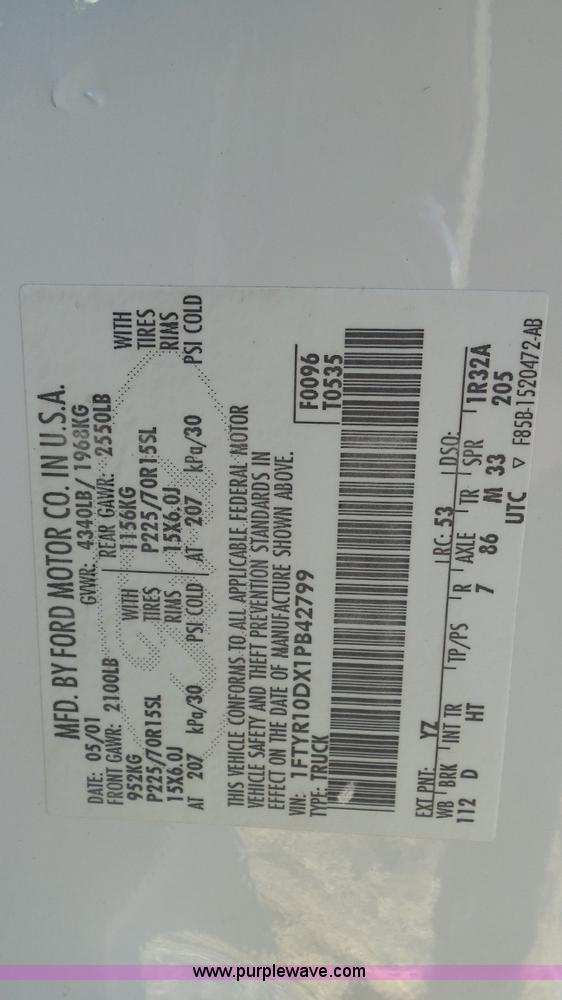 image for item J8255 2001 Ford Ranger XL