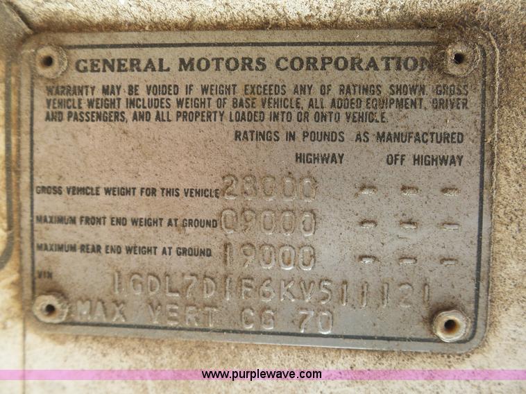 image for item BI9235 1989 GMC TopKick 7000 dump truck