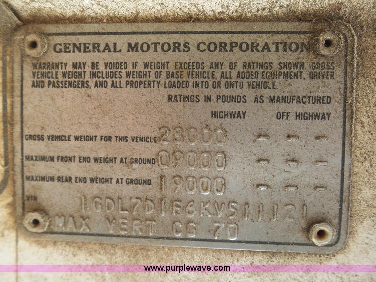 image for item BI9235 1989 GMC TopKick 7000 dump truck