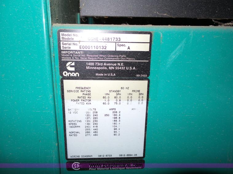 image for item BT9495 2000 Onan generator