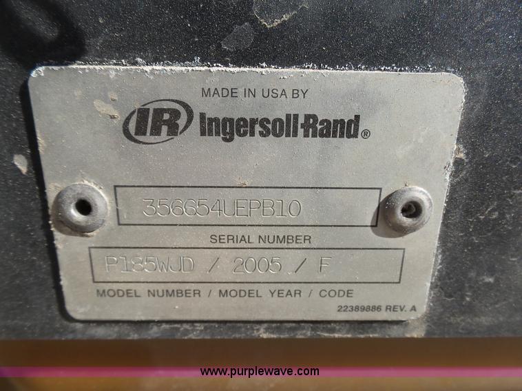 image for item J7293 2005 Ingersoll Rand P185WJD air compressor