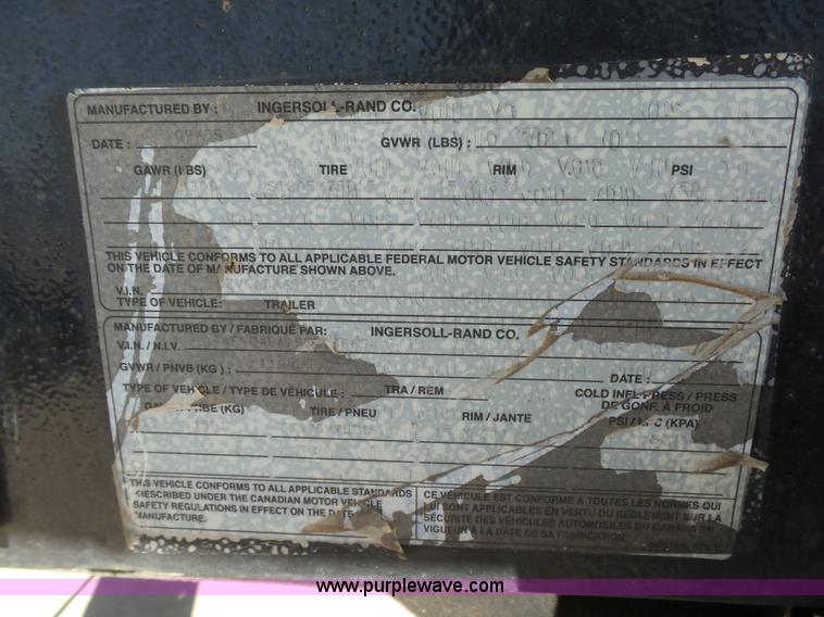 image for item J7293 2005 Ingersoll Rand P185WJD air compressor