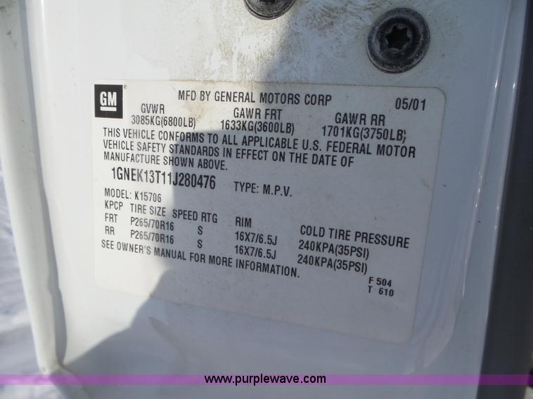 image for item L5530 2001 Chevrolet Tahoe SUV