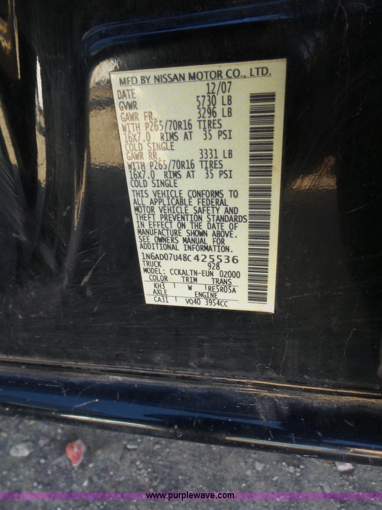 image for item J7600 2008 Nissan Frontier Crew Cab pickup truck