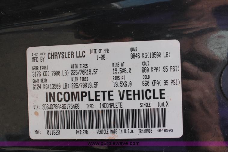 image for item L6811 2008 Dodge Ram 5500 HD Quad Cab truck cab and chassis