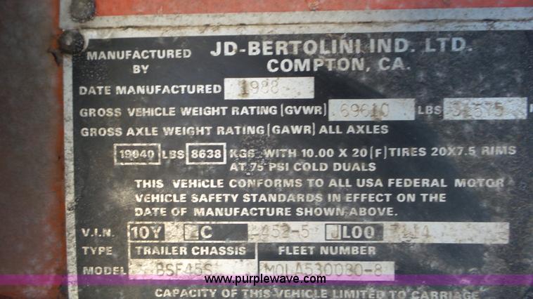 image for item K4517 1988 JD Bertolini BSF45S container trailer