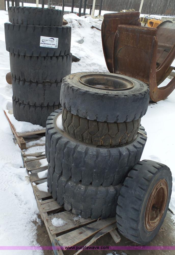 Assorted forklift tires and wheels in Ironton, MN Item K4542 sold