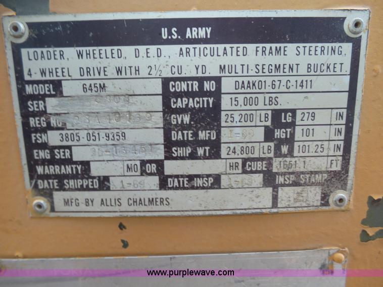 image for item K4564 1973 Fiat-Allis 645M wheel loader