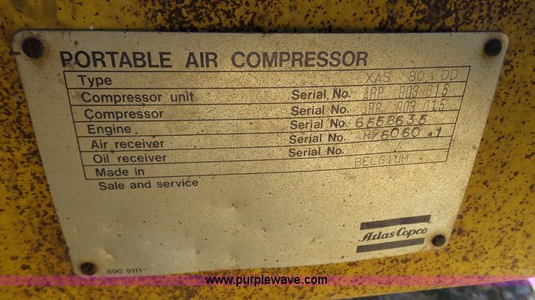 image for item BZ9046 1981 Atlas Copco XAS80 air compressor