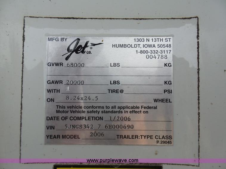 image for item L7081 2006 Jet double hopper grain trailer
