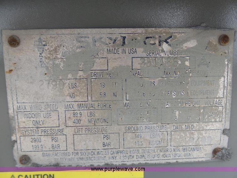 image for item BI9240 Sky Jack III 3219 scissor lift