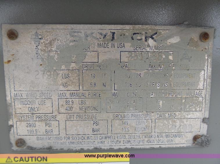 image for item BI9240 Sky Jack III 3219 scissor lift