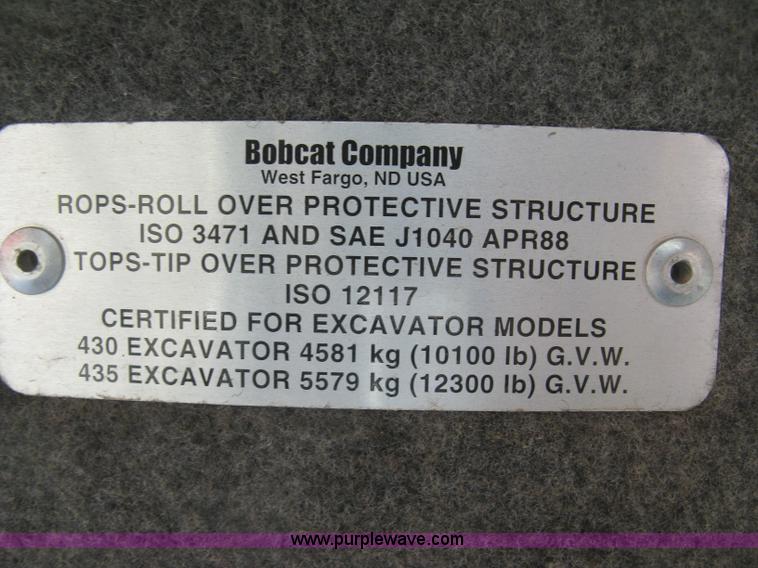 image for item J2902 2006 Bobcat 430HAG ZHS Fast Track compact excavator