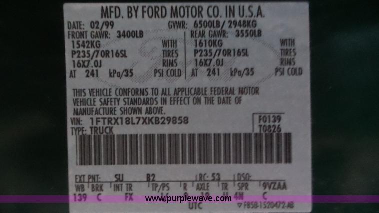 image for item J8293 1999 Ford F150 SuperCab pickup truck