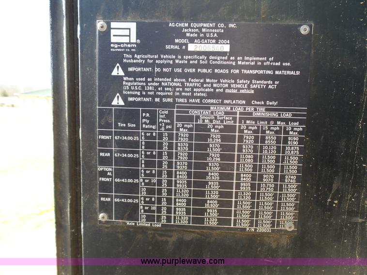 image for item AQ9723 Ag Gator Injactor 2004 self-propelled applicator