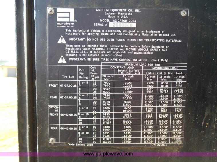 image for item AQ9723 Ag Gator Injactor 2004 self-propelled applicator