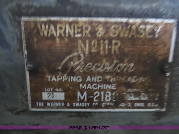 image for item AR9456 Warner & Swasey precision tapping and threading machine