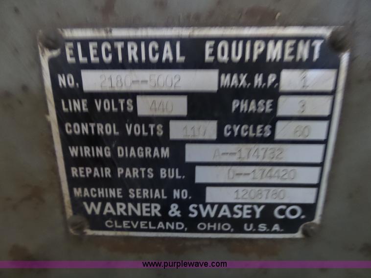 image for item AR9456 Warner & Swasey precision tapping and threading machine
