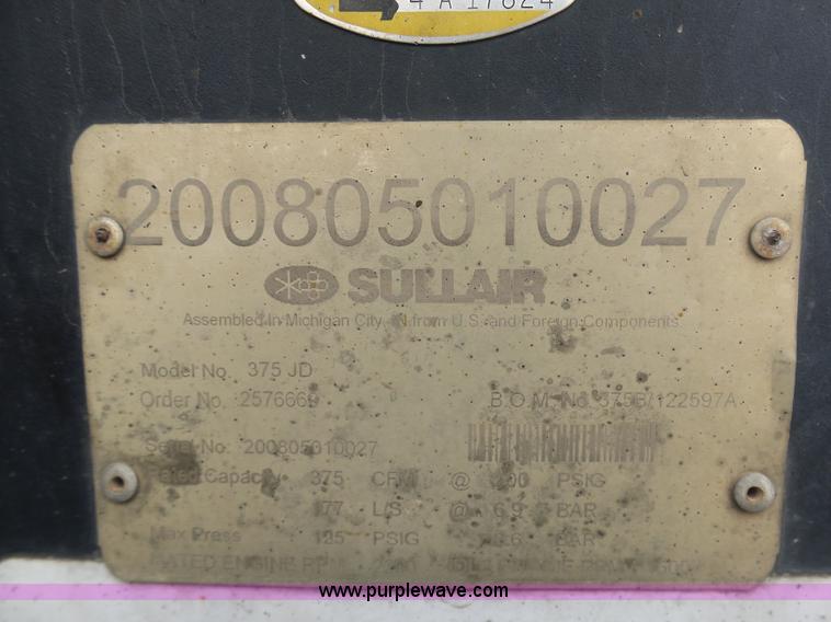 image for item BI9211 Sullair 375 air compressor