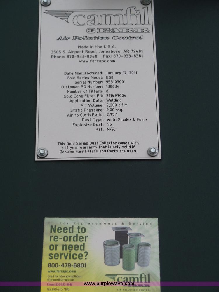 image for item J8844 2011 Camfill Gold Series Farr smoke extraction system