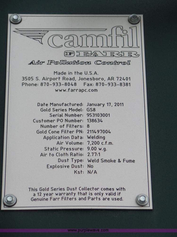 image for item J8844 2011 Camfill Gold Series Farr smoke extraction system