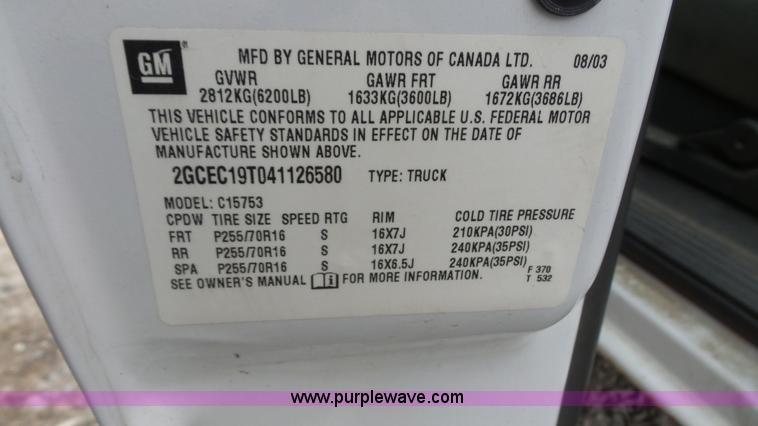 image for item K5062 2004 Chevrolet Silverado 1500 Ext. Cab pickup truck