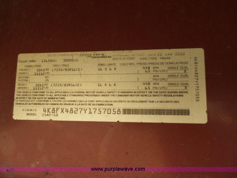 image for item K5779 2000 Big Tex 24-MF48 flatbed trailer