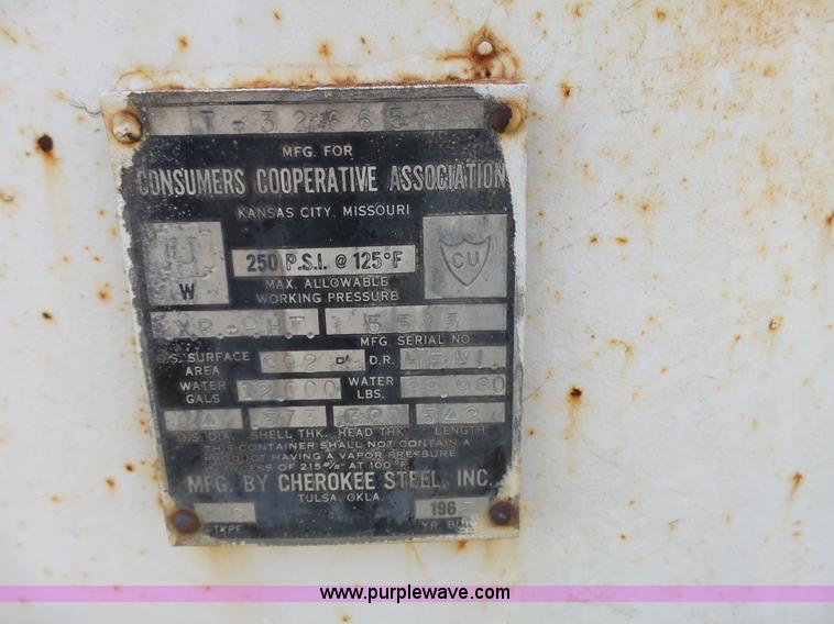 image for item L3709 1965 Cherokee steel propane tank