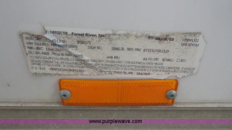 image for item L4759 2003 Forest River enclosed cargo trailer