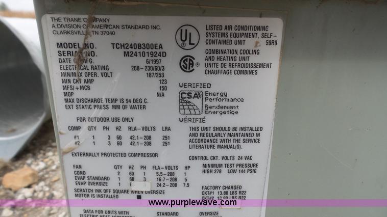 image for item L4779 1997 Trane AC unit