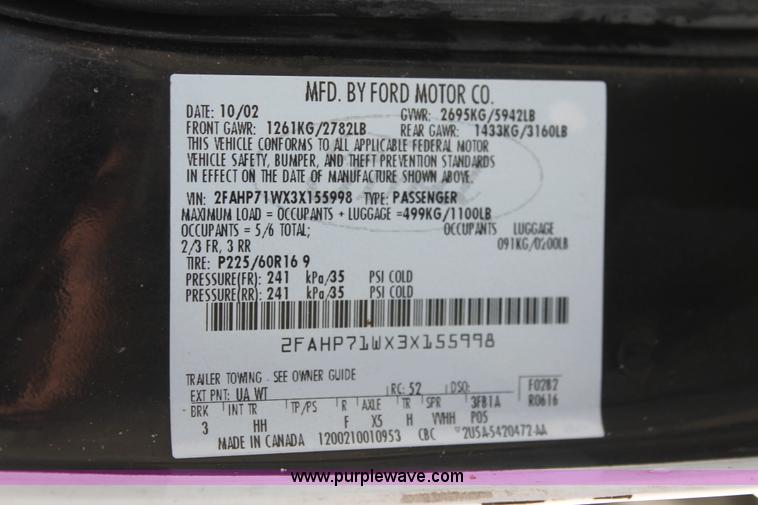 image for item L6835 2003 Ford Crown Victoria Police Interceptor