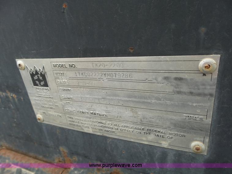 image for item BL9635 2000 Trail King TK20-2200 equipment trailer