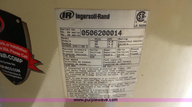 image for item CD9845 2005 Ingersoll Rand 2340 air compressor