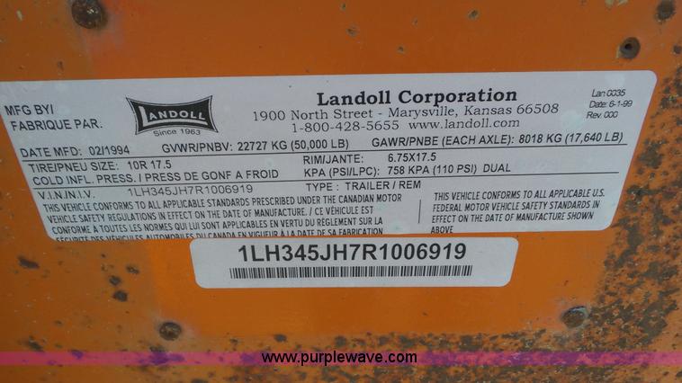 image for item J6199 1994 Landoll 345-31 equipment trailer